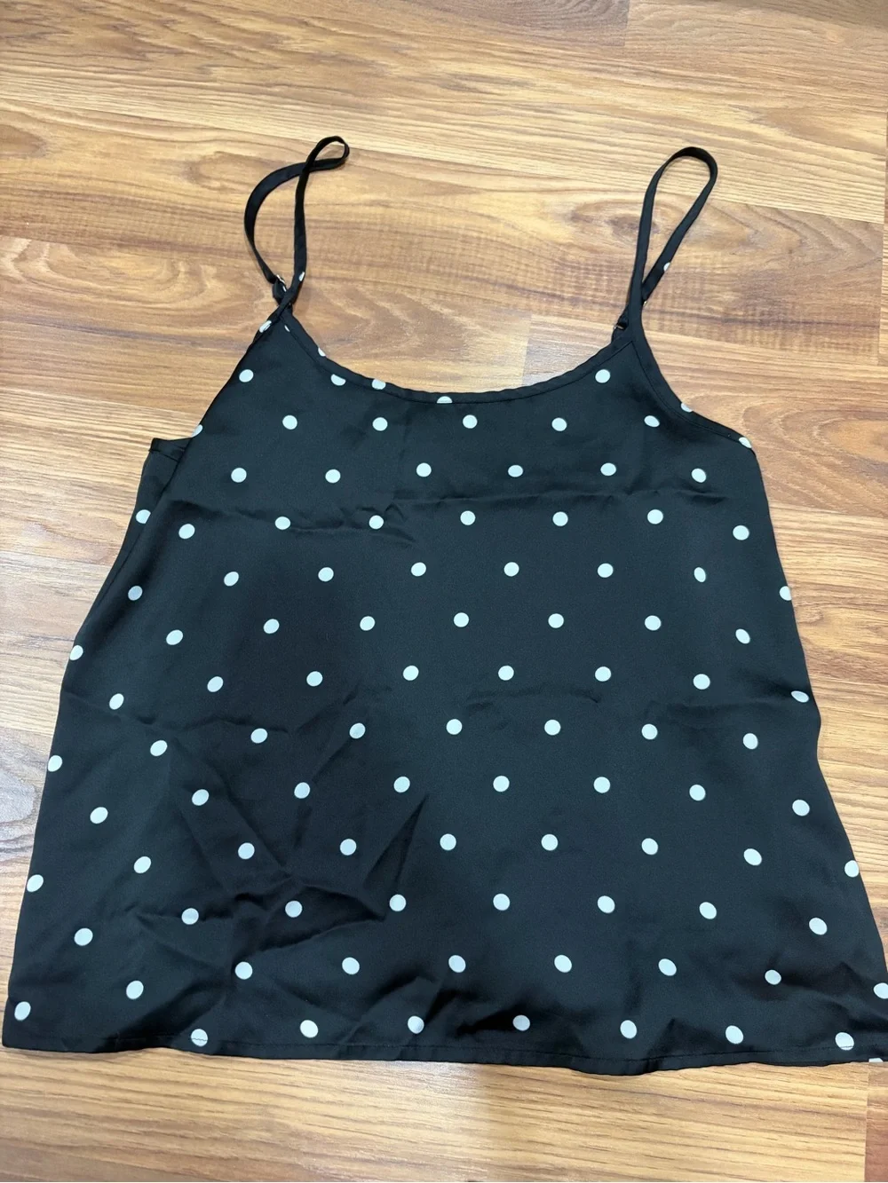 Polka Dot Satin Cami & Ruffle Short Sleep Set - Black